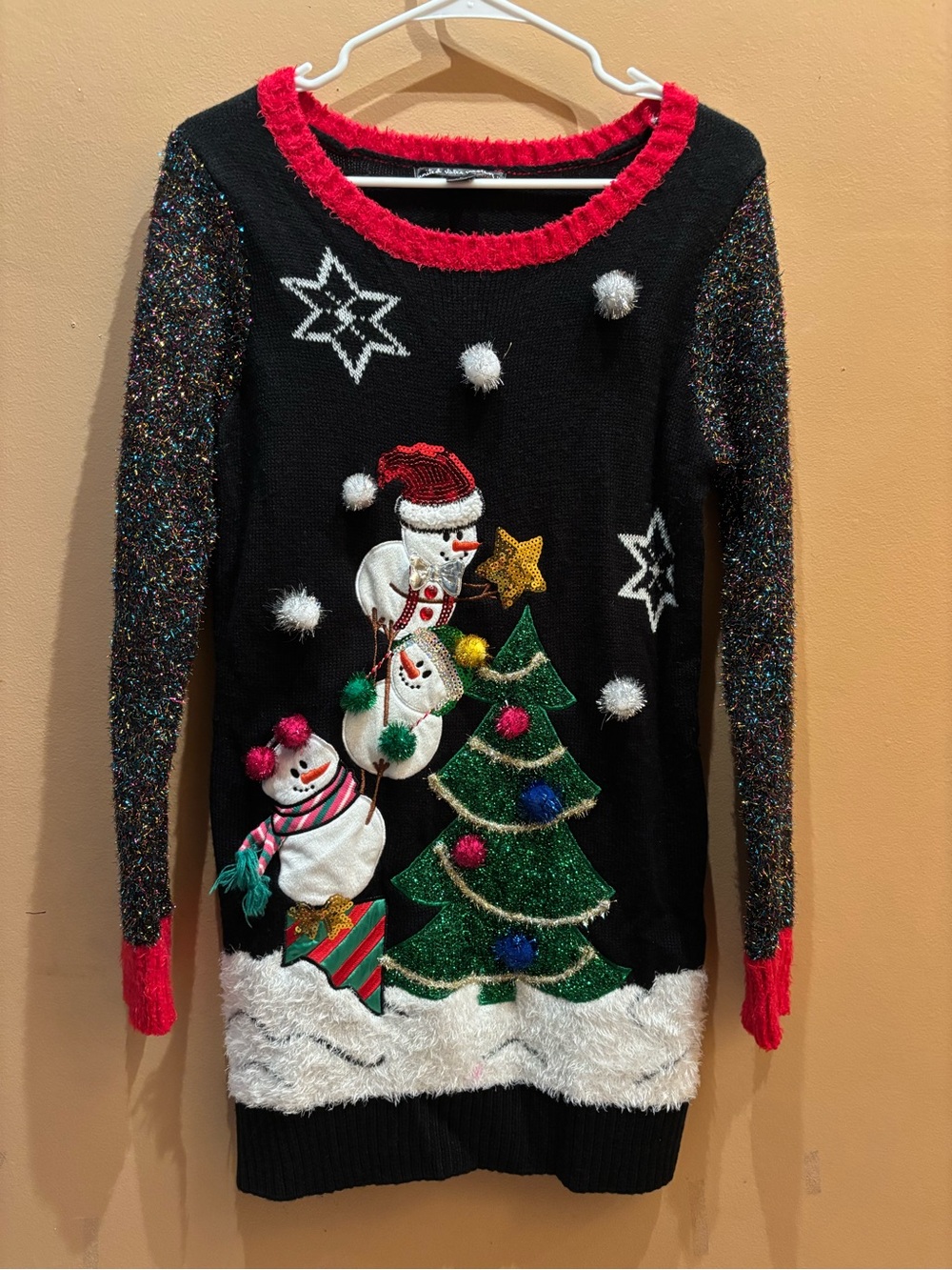United States Sweaters crewneck holiday sweater dress sequined snowmen small